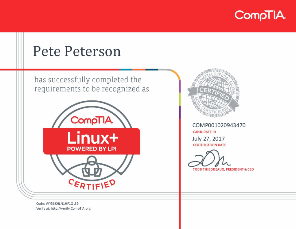 CompTIA LinuxPlus Certificate