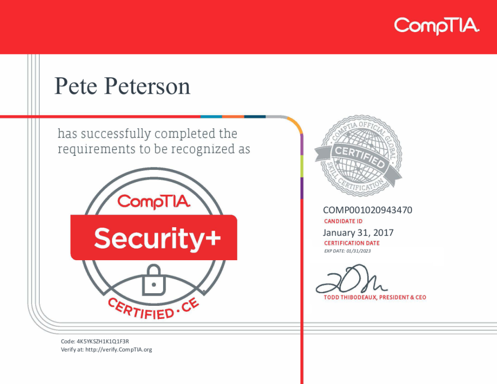 CompTIA Security  PETERSON ASSOCIATES INC