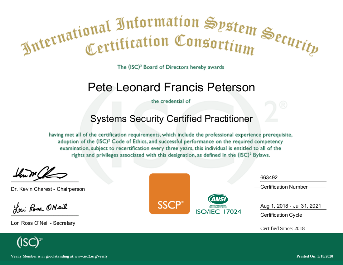 Professional Certifications - Peterson & Associates, Inc.