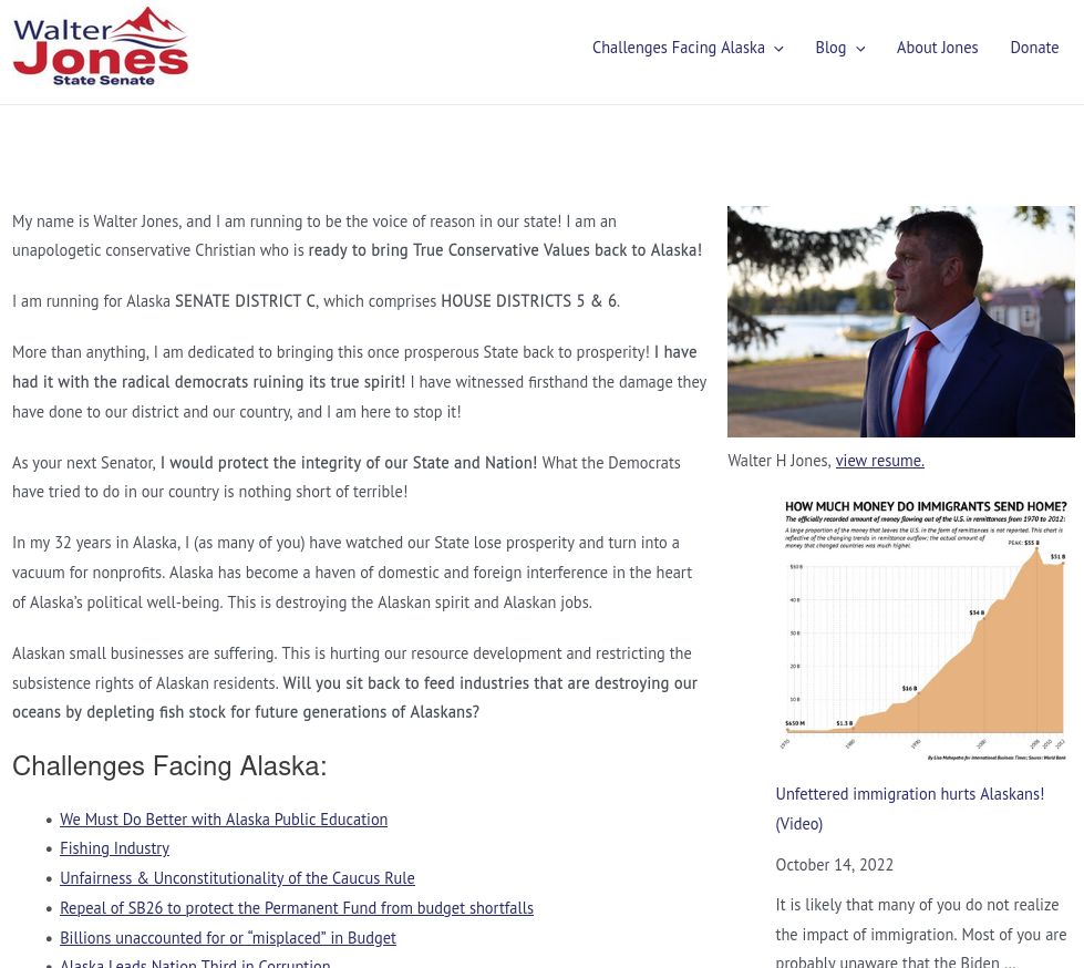 Jones For Alaska State Senate Website